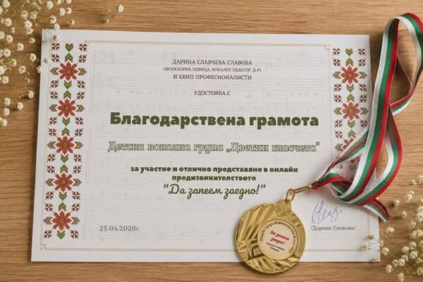 Certificate of appreciation for Colourful Little Voices